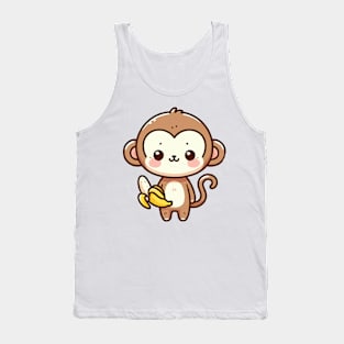 cute cartoon baby monkey carrying banana Tank Top